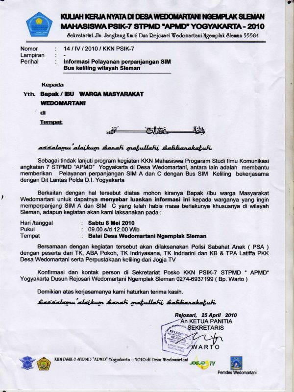 Tanda sudah berakhirnya kegiatan kkn universitas lampung periode ii tahun 2020. Contoh Surat Kkn Contoh Surat Terbaru