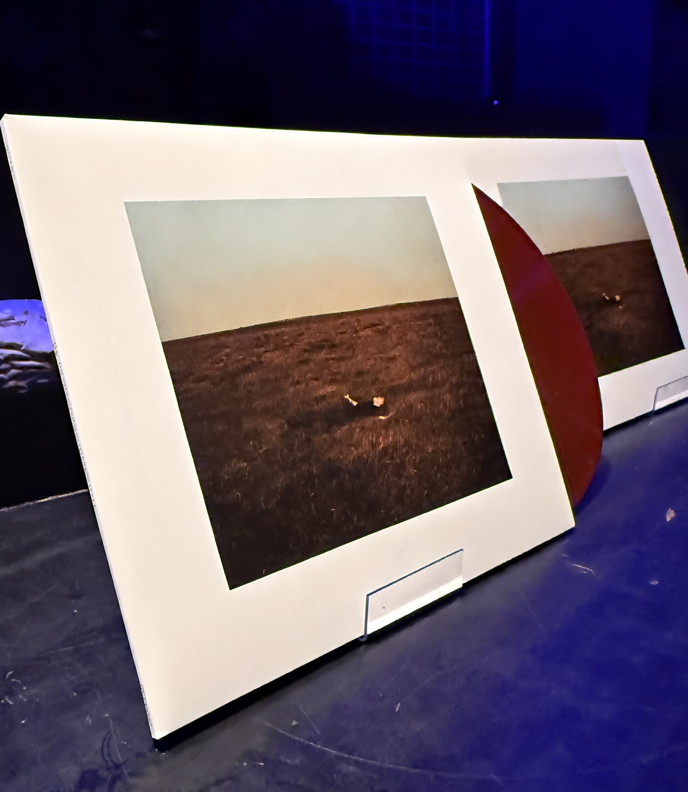 The new Fink album on vinyl, showing the landscape cover and red record.