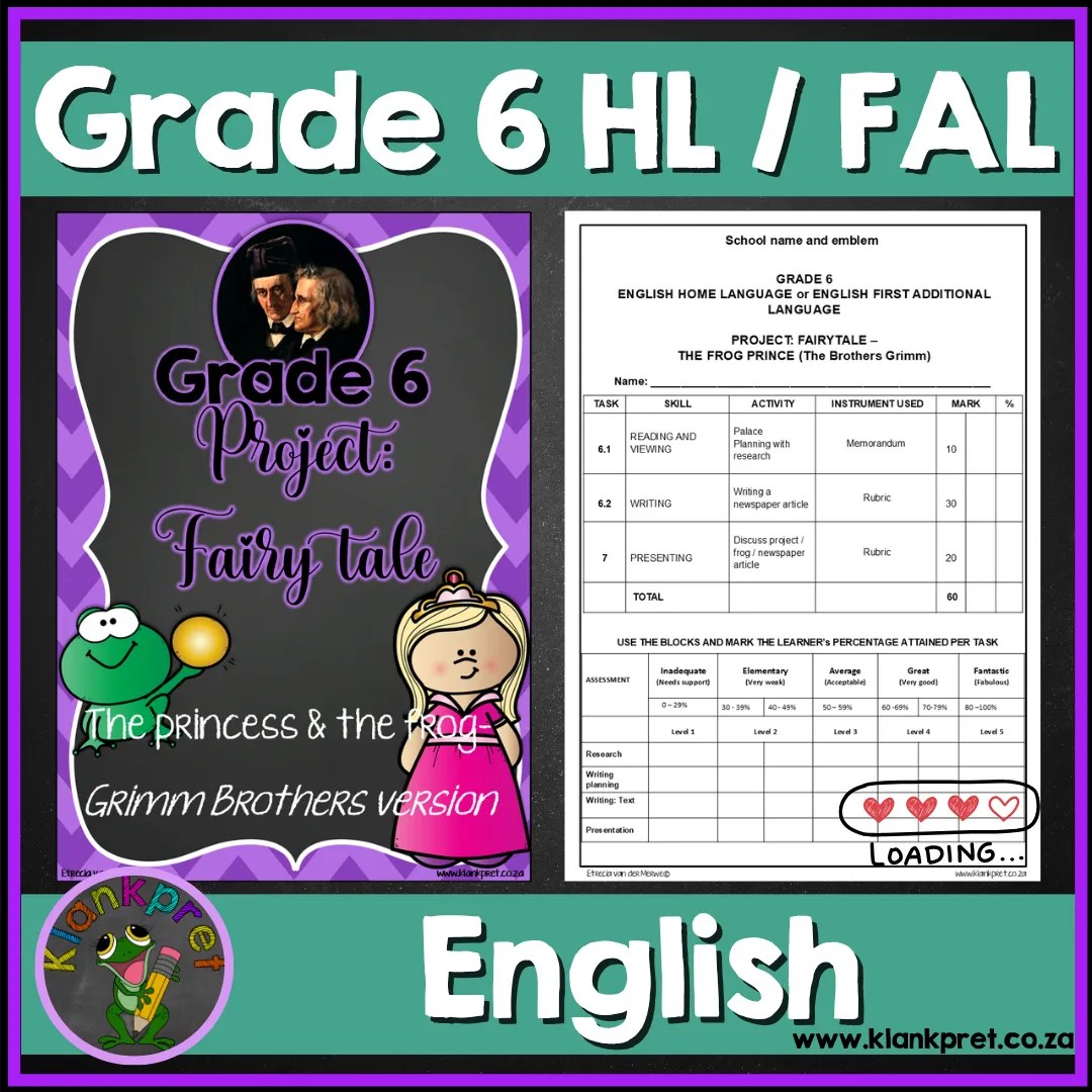 Project 1: Grade 6 English Home Language or First Additional Language – Fairytale/Folktale Princess & the frog – Newspaper article (2026)