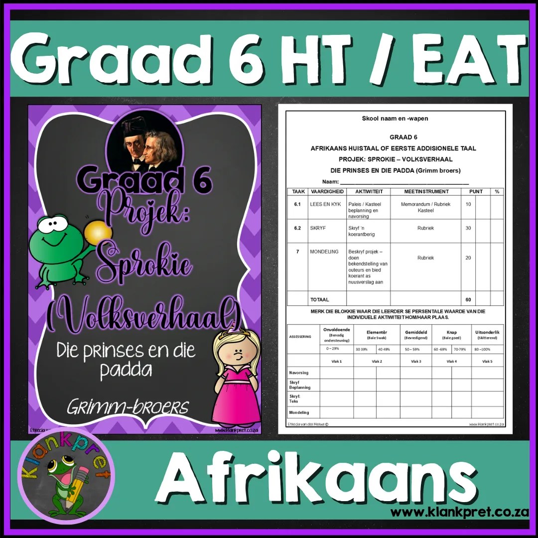 Projek 2: Graad 6 Afrikaans Huistaal of Eerste Addisionele Taal – Sprokie: Die prinses en die padda- Koerantartikel (2026)