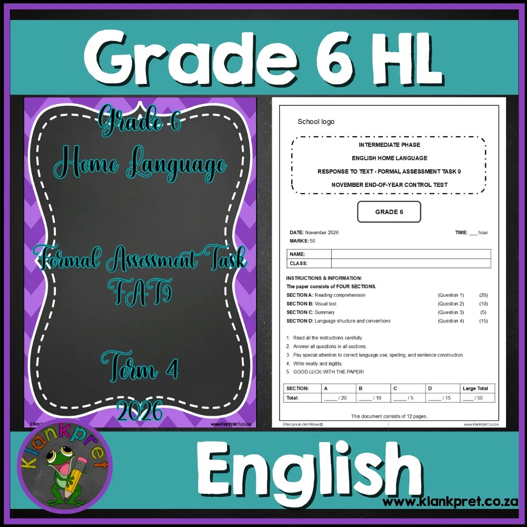 Formal Assessment – (FAT9): Grade 6 English Home Language – Term 4 (2026)