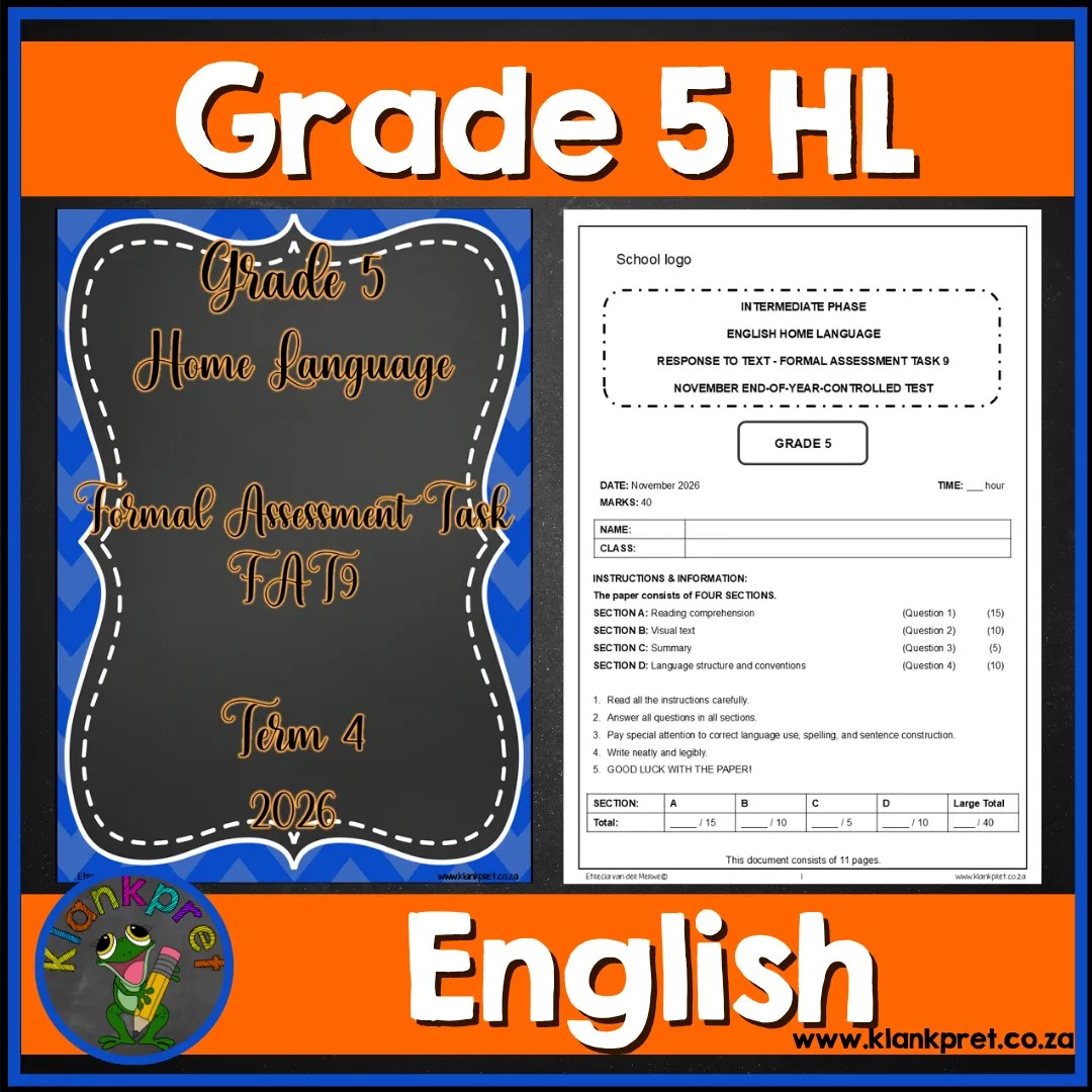 Formal Assessment – (FAT9): Grade 5 English Home Language – Term 4 (2026)