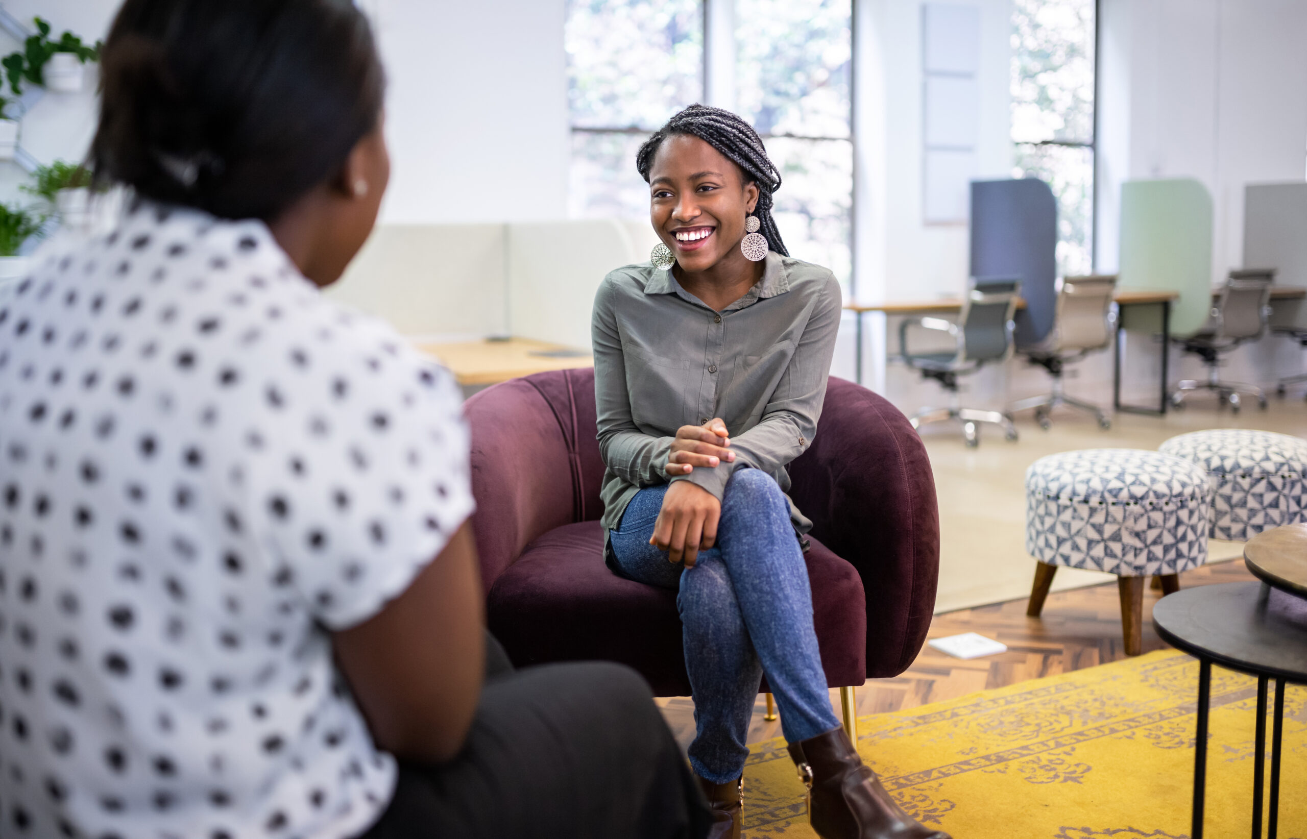 Job,Interview,In,Co-working,Space,By,Recruiter.,Black,African,Woman