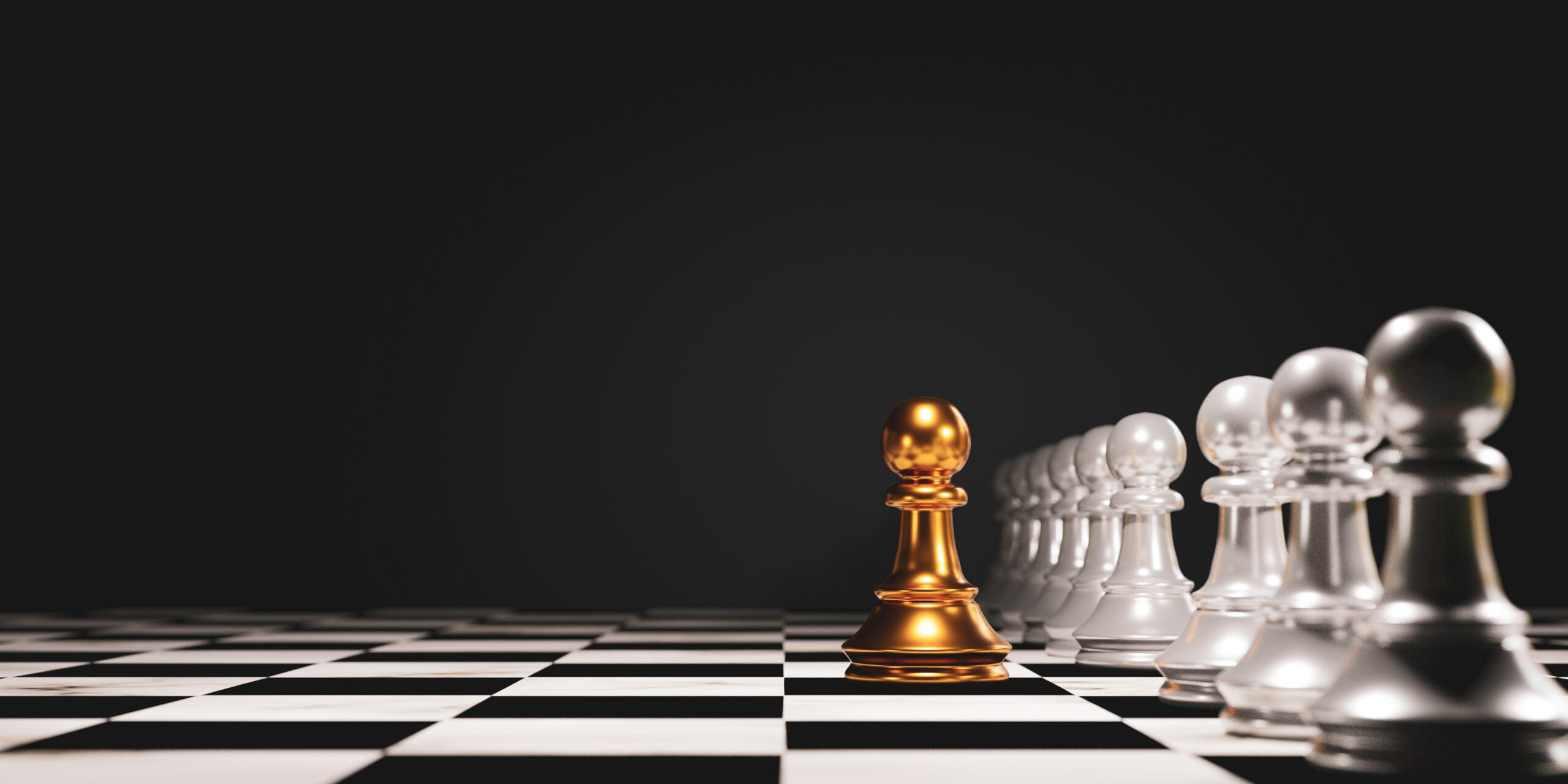 Golden,Pawn,Chess,Stepped,Out,Of,Line,To,Leading,Black