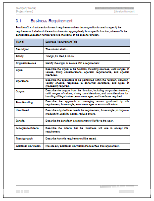 Business Requirements Specification Template Ms Word Excel Visio Templates Forms Checklists For Ms Office And Apple Iwork