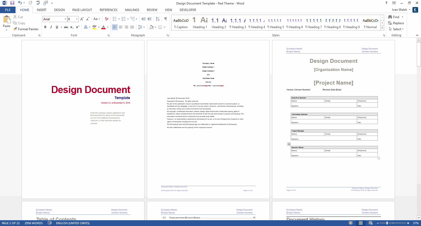 Design document templates (ms wordexcel) + data dictionary