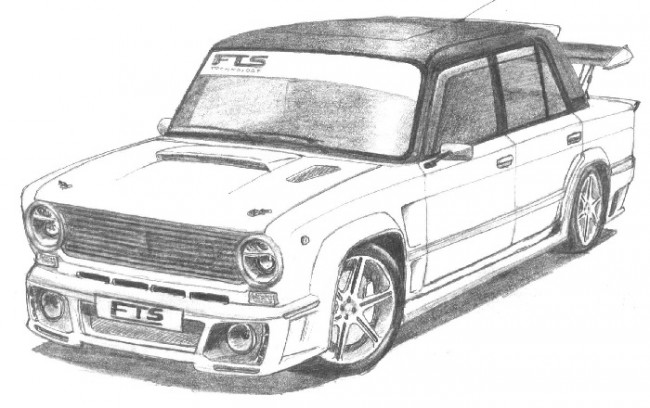 нарисованная машина на белом фоне
