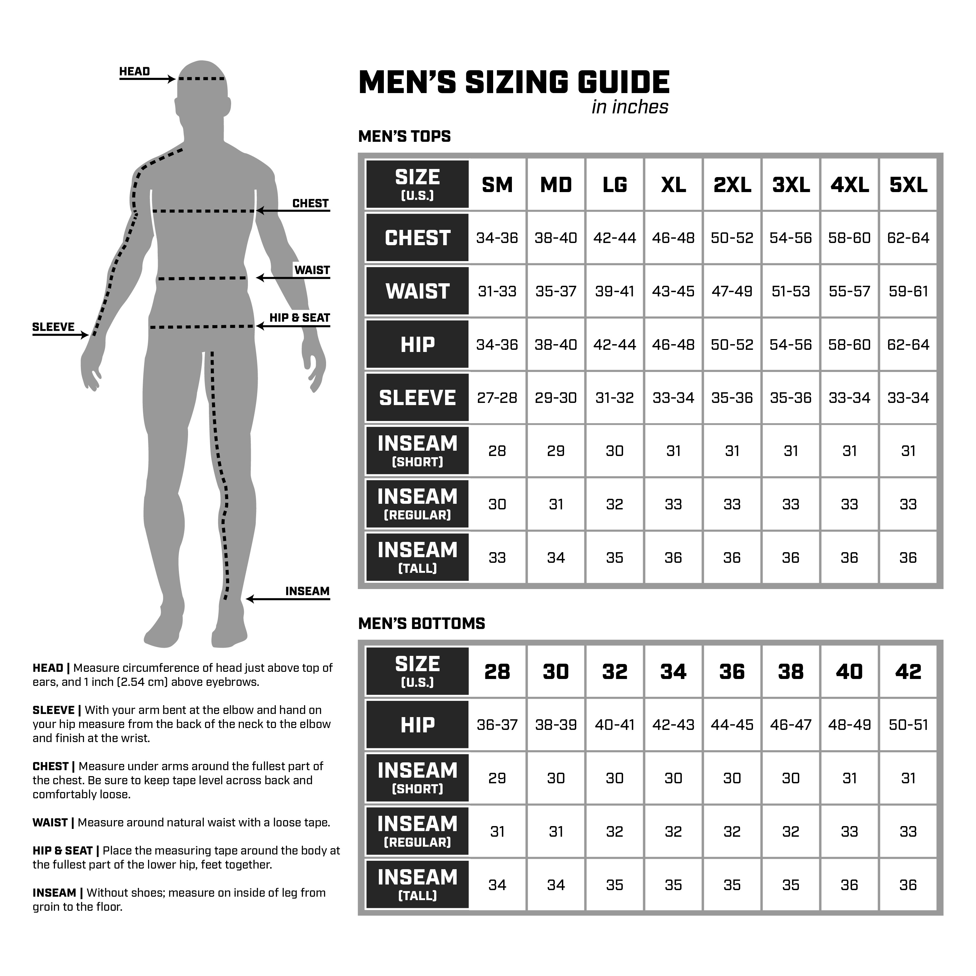 Us pant size chart