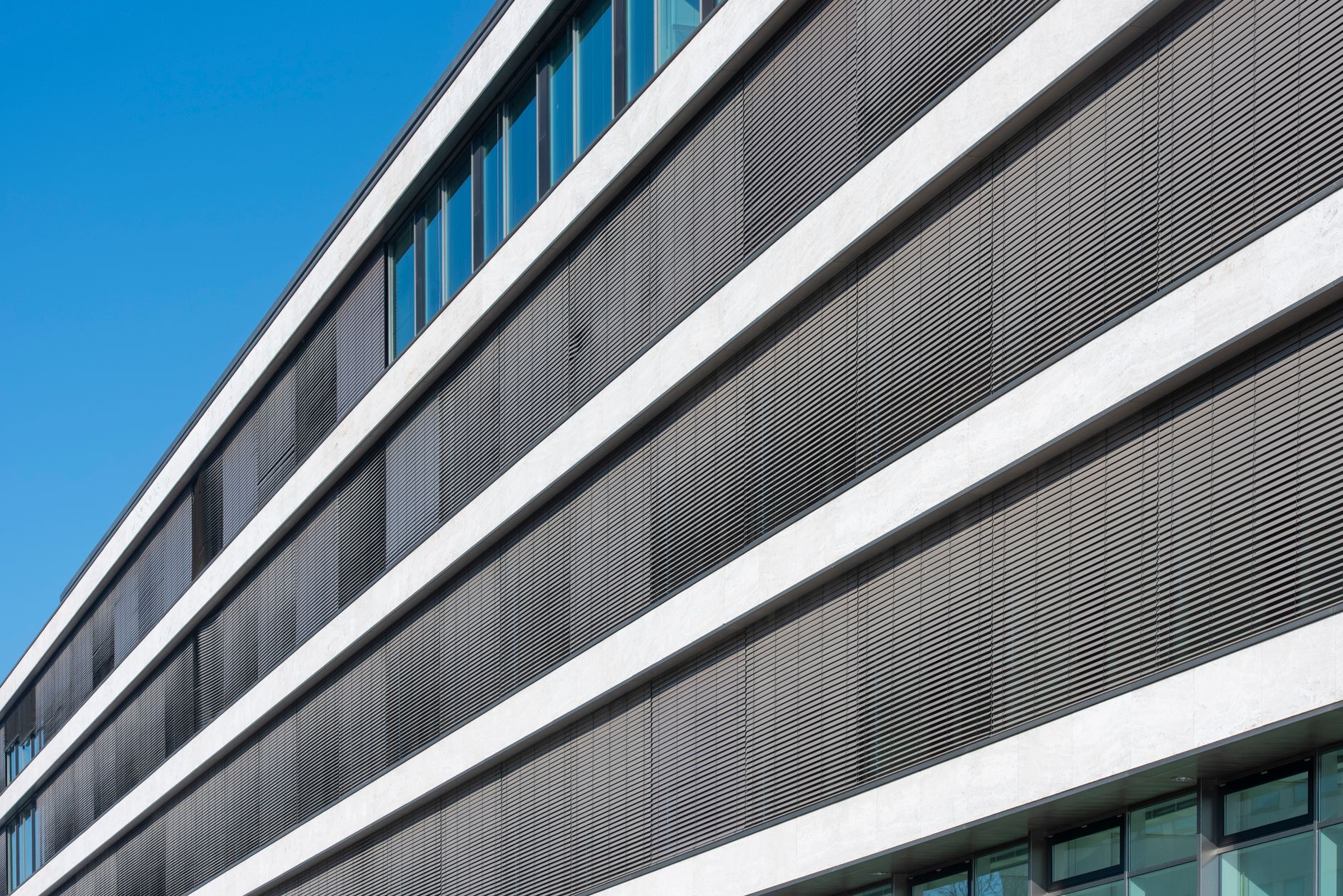 modern architectural facade with linear patterns
