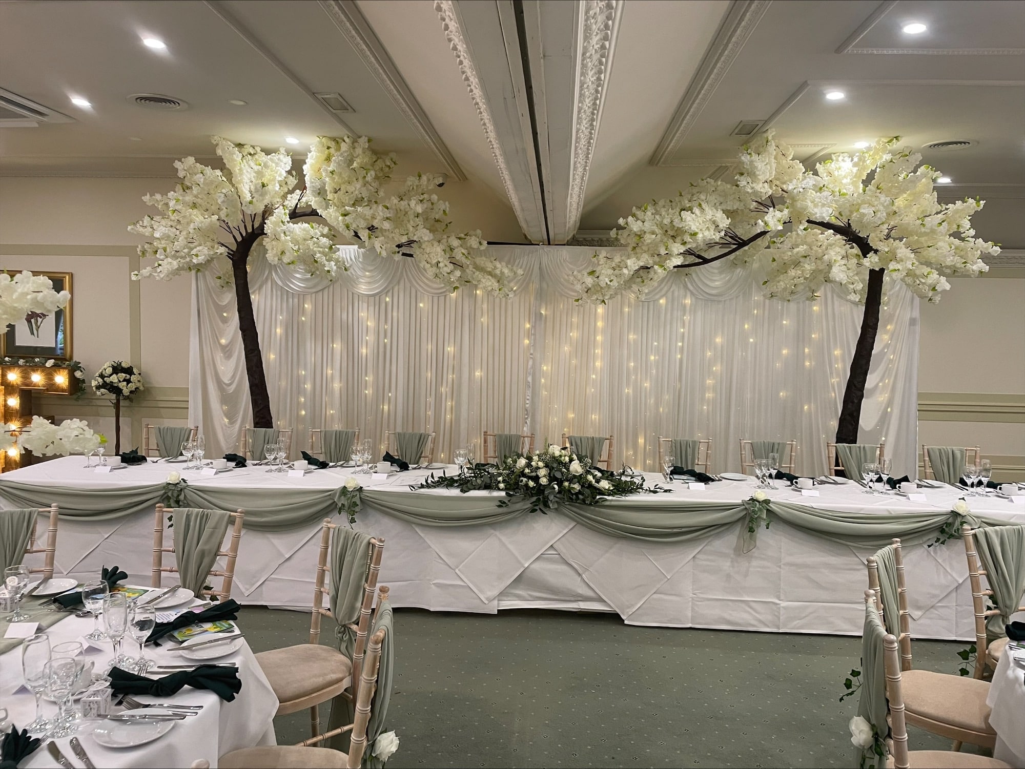 Large Canopy Trees Wedding Reception Decor