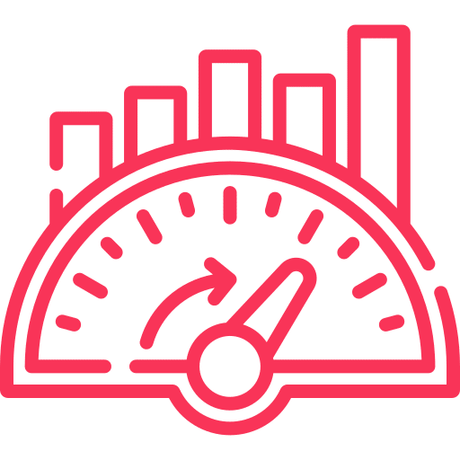 KnewChoice KPI Benchmark icon showing a gauge and bar chart at different levels
