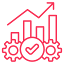 Bar chart with upward arrow representing PPC campaign scaling
