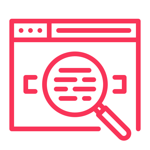 Keyword tracking icon represented by a magnifying glass monitoring website performance changes