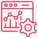 Monitor screen with gears representing PPC learning and optimization