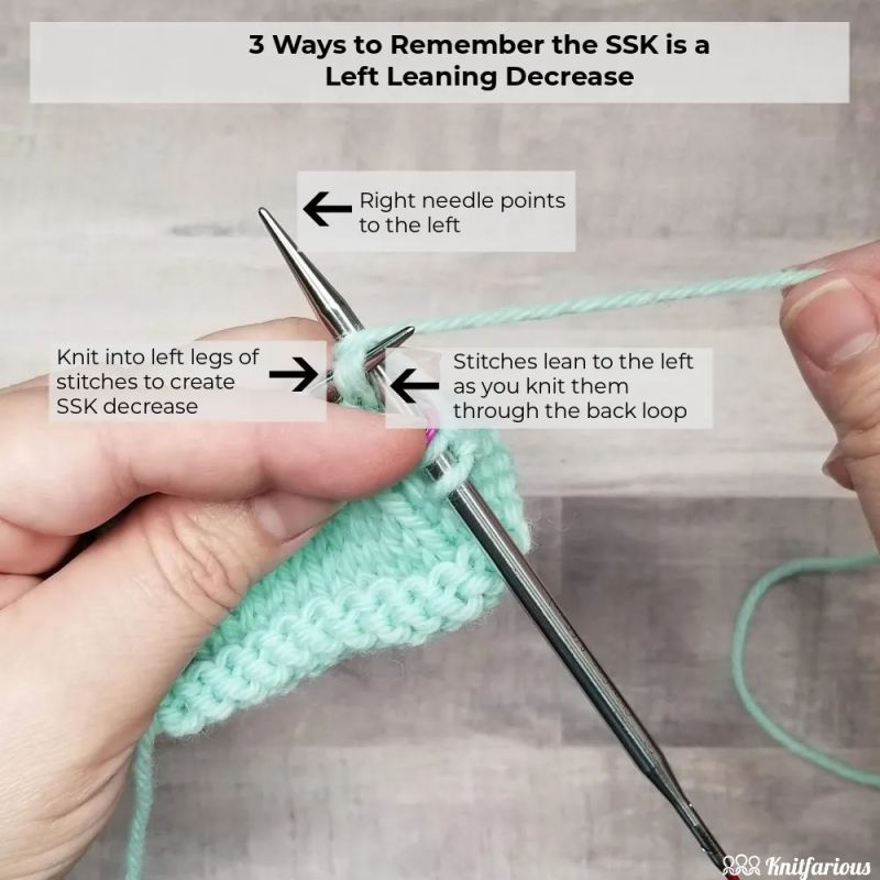 How To Make The Slip Slip Knit Ssk Decrease Knitfarious - Classic Minimal Illustration - 8K