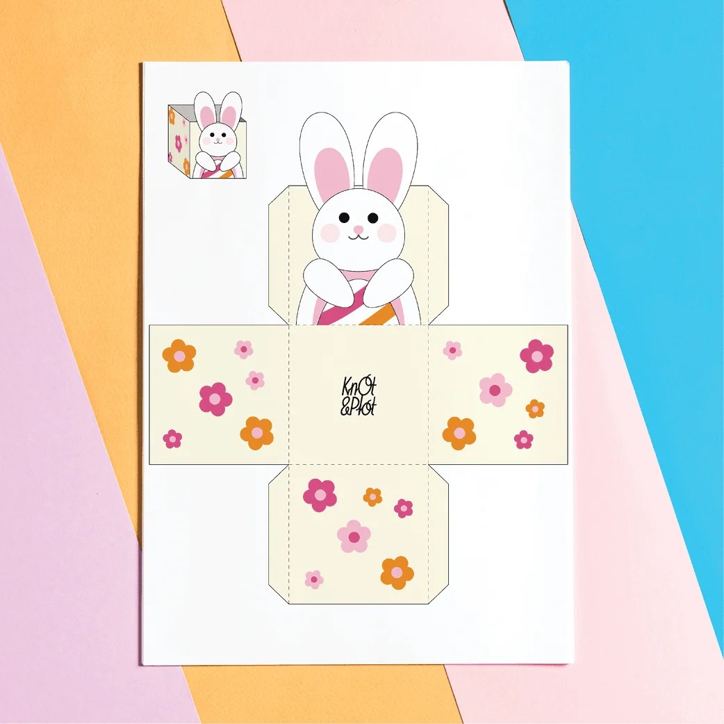 Free Printable Easter Bunny Basket – Flower Design