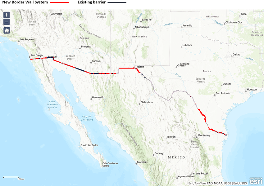 Map Us Mexico Border G Border Wall Map 