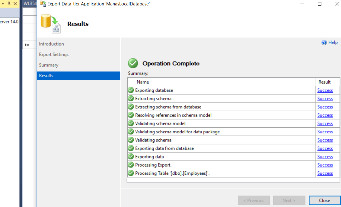  Azure -  Export Local Database -3