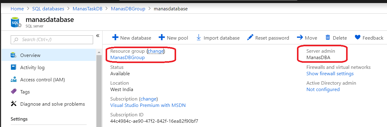 Azure - Get Azure SQL Database Serve admin Name