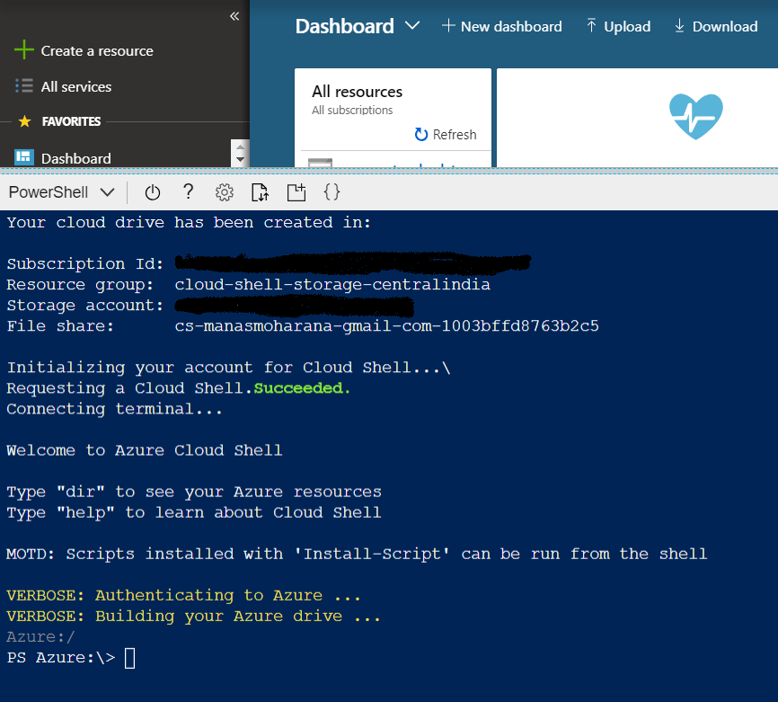 Lunching Azure Cloud Shell