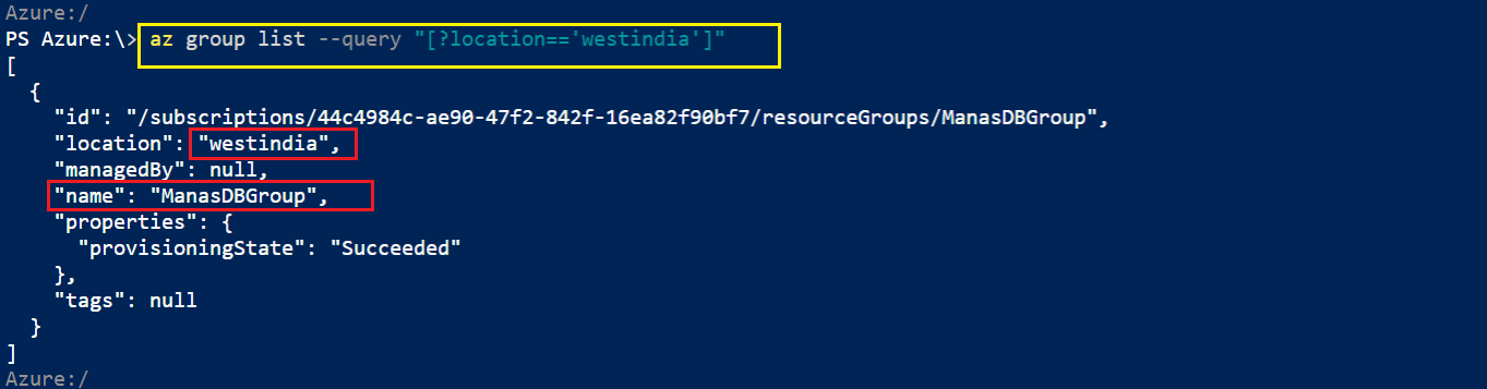 List of Azure Resource Group In West India