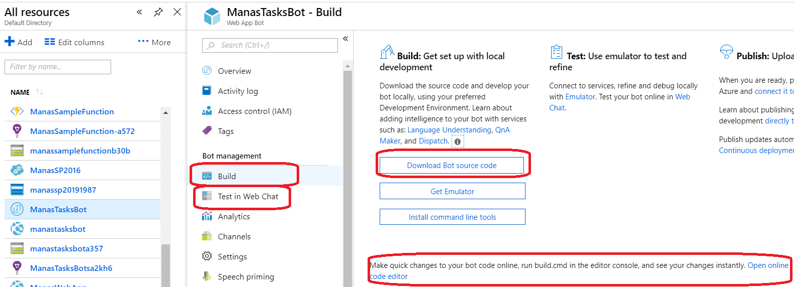 Figure 8: Azure – Web App Bot resource of Azure Bot