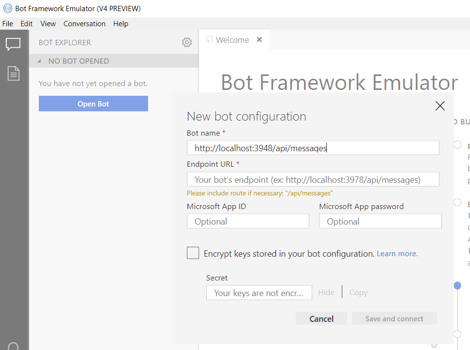 Azure - Open Bot Framework Emulator1