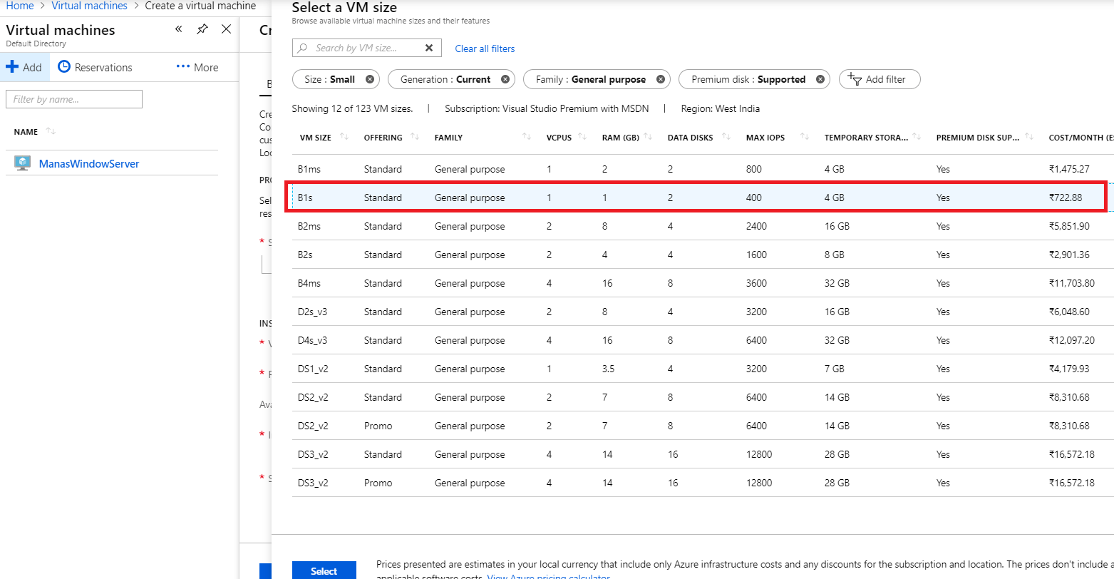 Azure - Select correct VM Size - 2
