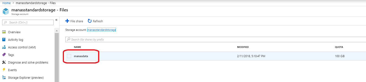 Created New File Share