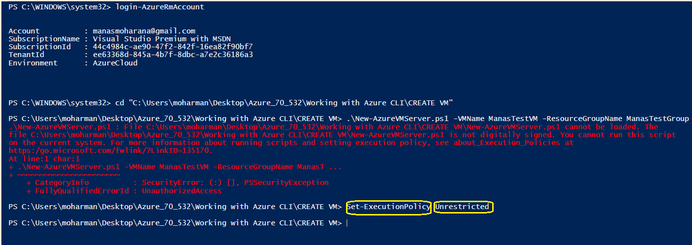 Set Execution policy to Unrestricted