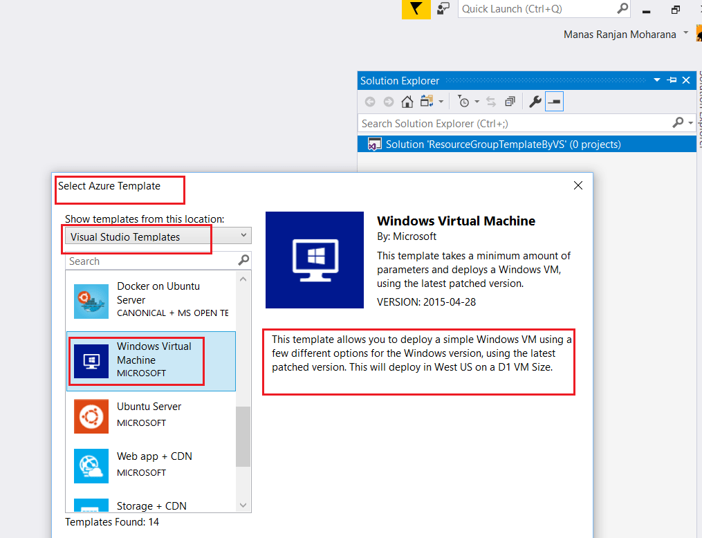 Create Resource Group Project in VS