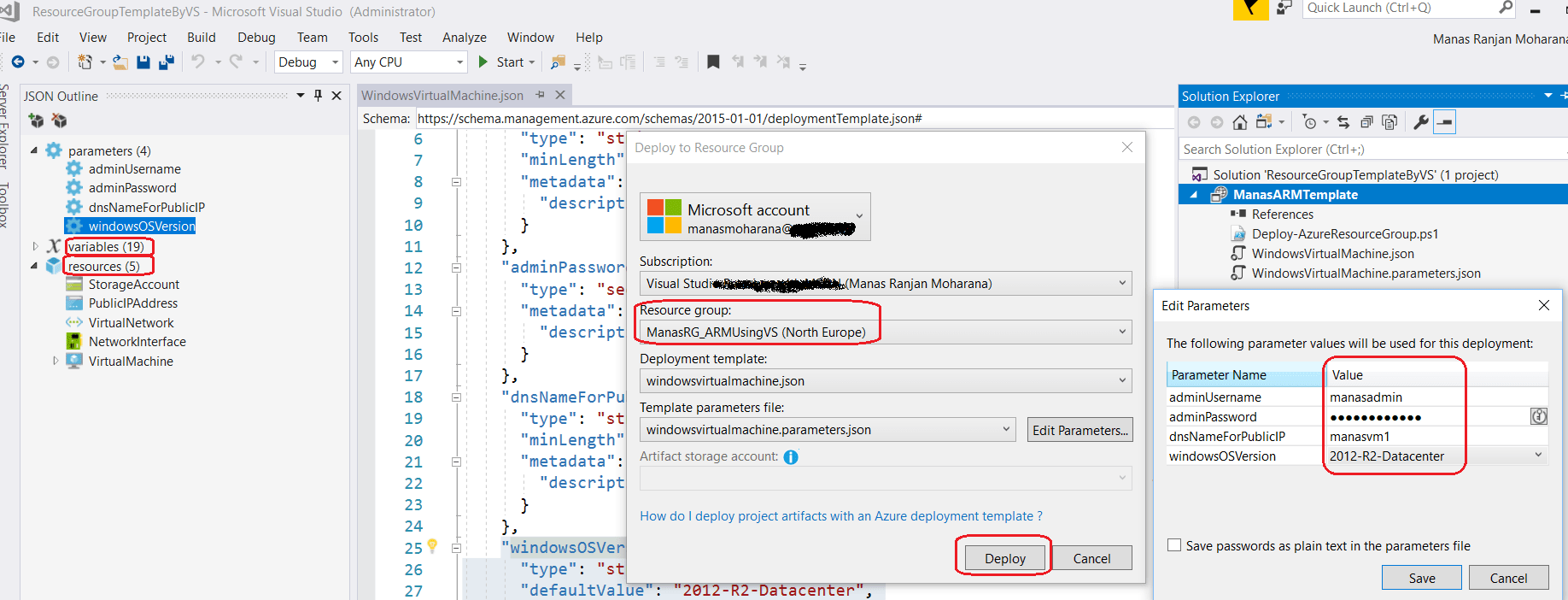 Set parameters in Edit parameters window