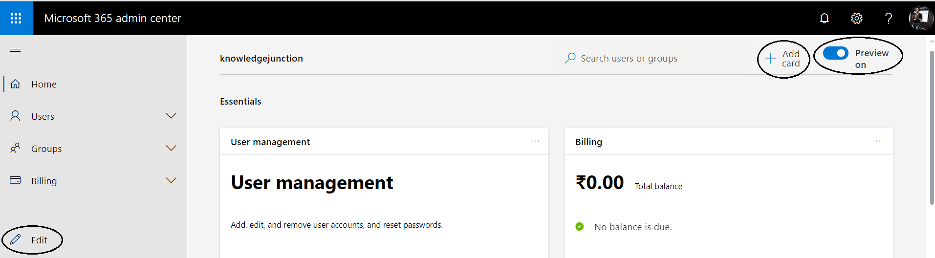 Office 365 - New admin center preview