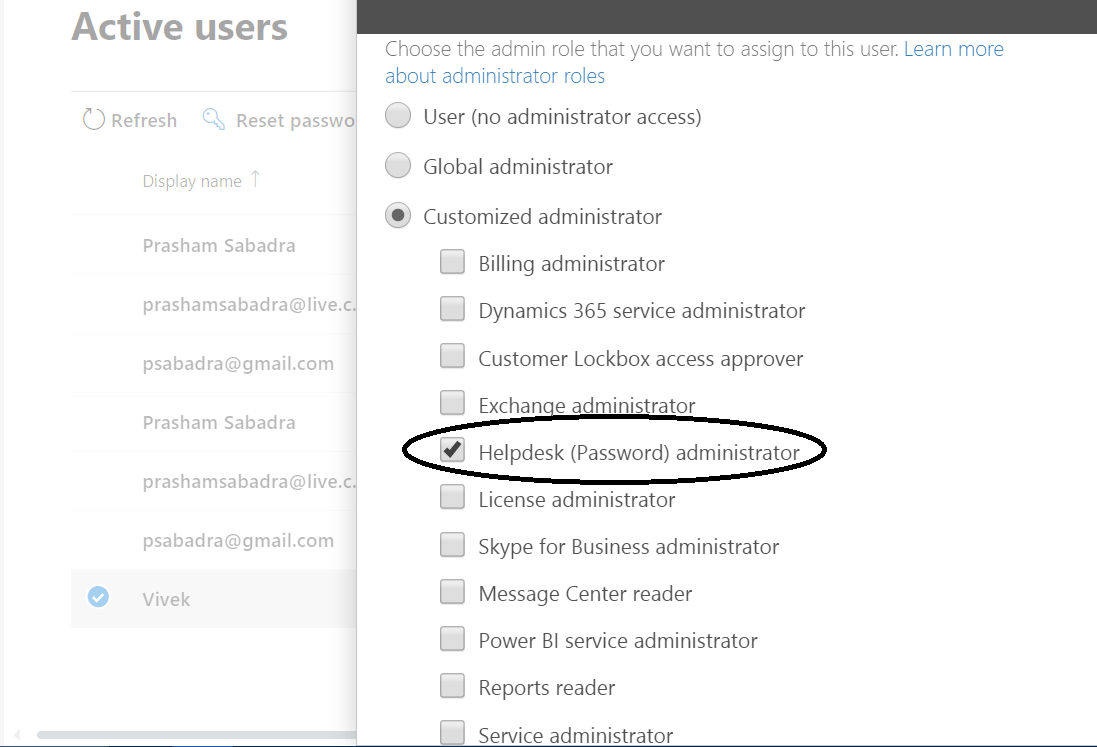 Office 365 - Admin Center - Manage User Roles - "Password admin" name is changed with "Helpdesk admin"
