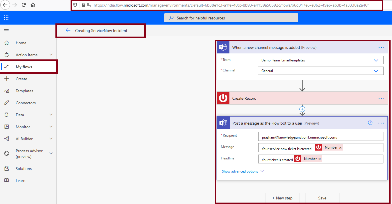 Power Automate - Service Now integration