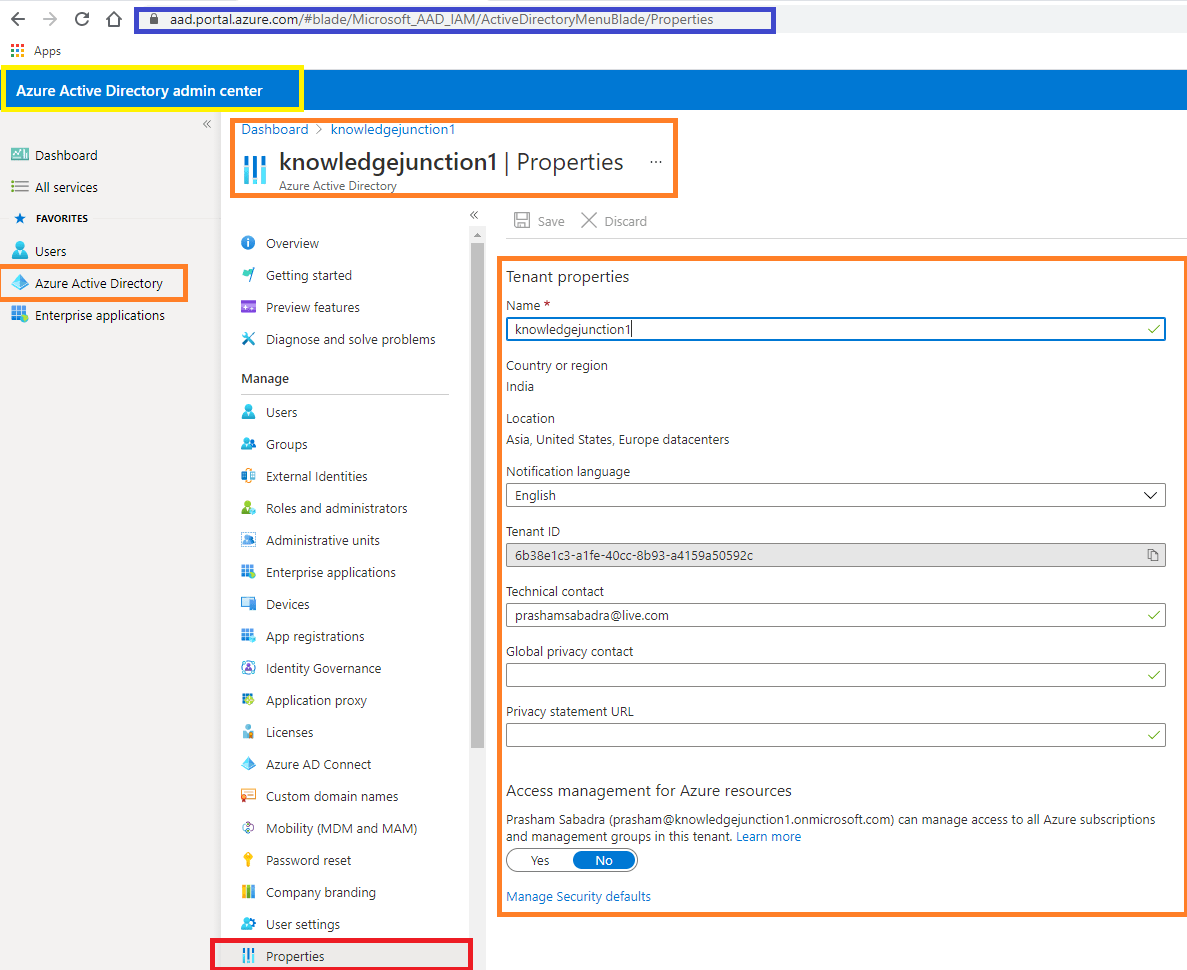Azure Active Directory - Tenant wide properties
