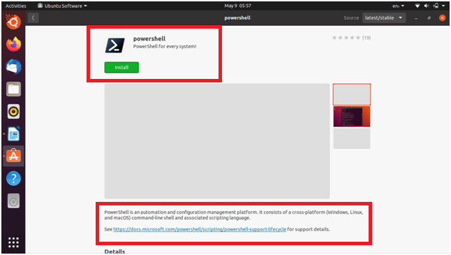 Ubuntu - Navigating to ubuntu software - installing powershell 