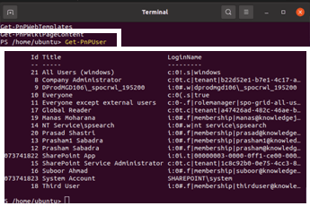 PnP cmdlet on ubuntu