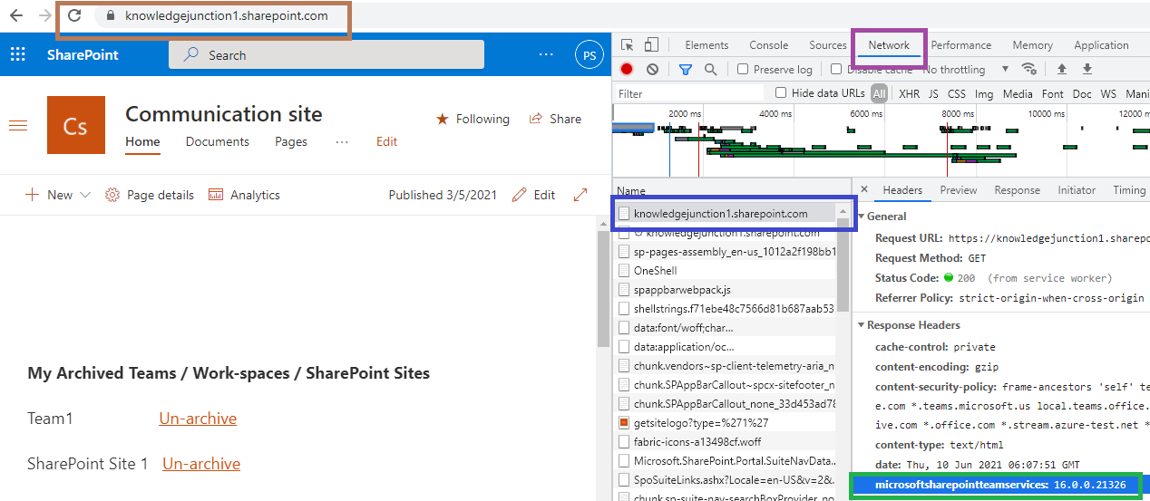 Know the SharePoint online version using browser - Developer Tool Bar