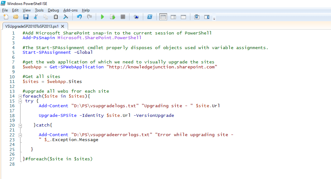 PowerShell script to upgrade migrated SharePoint 2010 site collections to SharePoint 2013