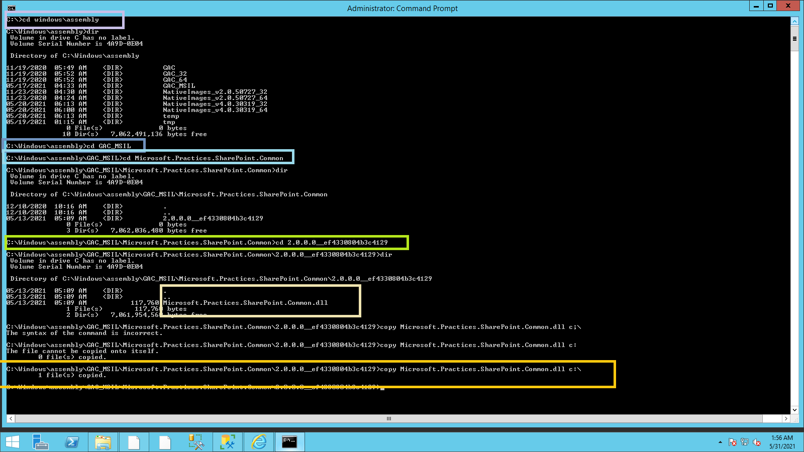 Steps to copy assembly from GAC to local folder on Windows 2012 server