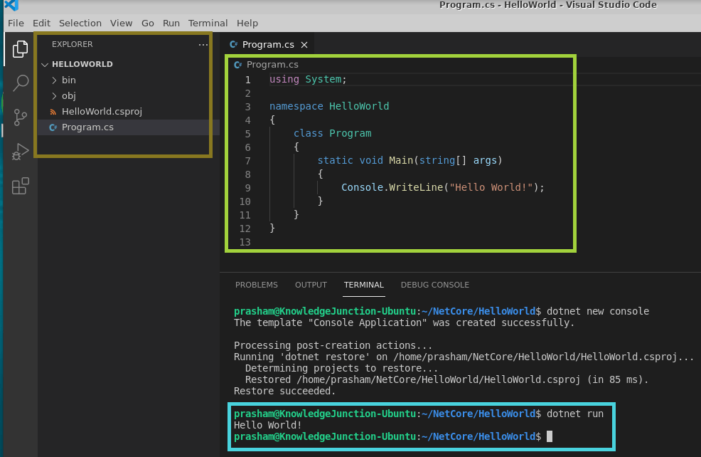 Executing .NET core console application on LINUX