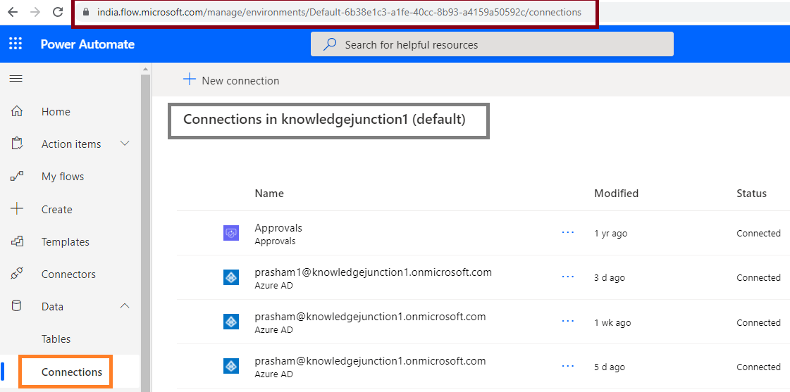 PowerAutomate - connections