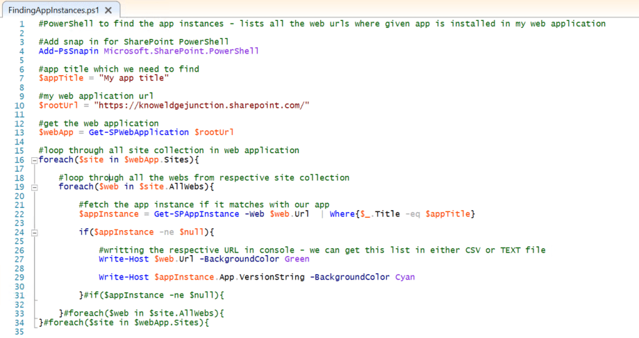 SharePoint On-Premises - PowerShell script to enlist all webs where given app is instantiated