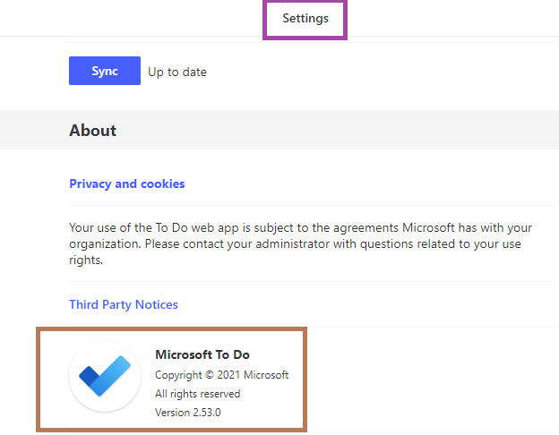 Microsoft 365 - To Do apps - Version check