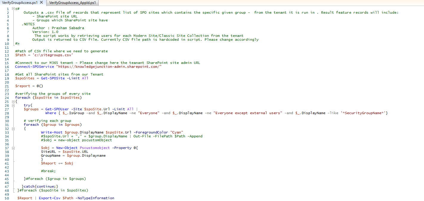 Microsoft 365 - PowerShell script - Get all SharePoint sites where respective security group has permissions using SharePoint online PowerShell (connecting Tenant using UserName and Password)