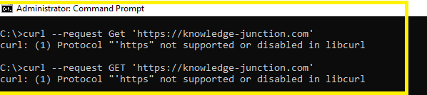 curl: (1) Protocol "'https" not supported or disabled in libcurl