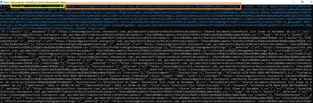 curl - Executing REST API using Access token