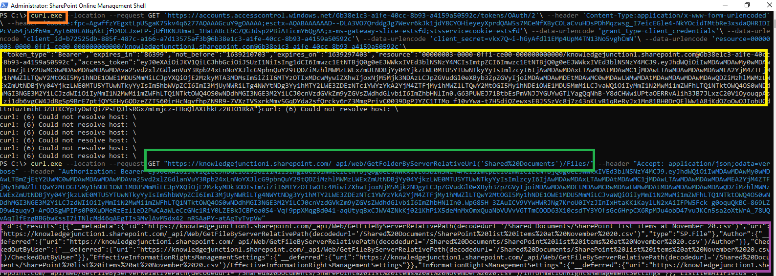 Microsoft 365 : Executing SharePoint rest API using CURL