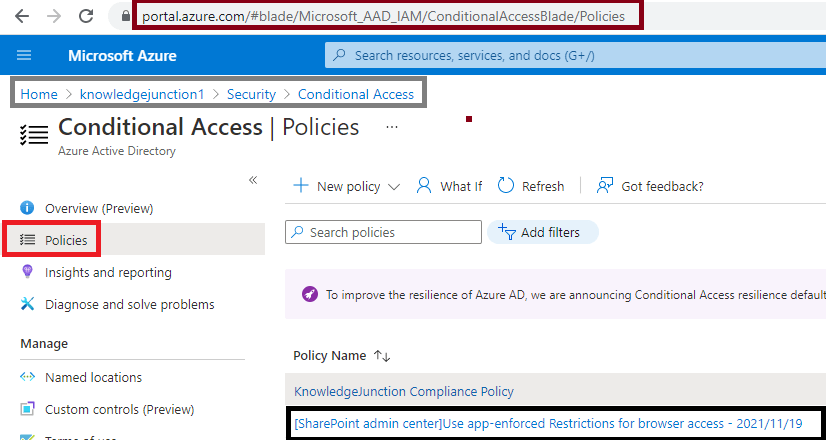 Azure Active Directory admin center >> Azure Active Directory >> Security >> Conditional Access